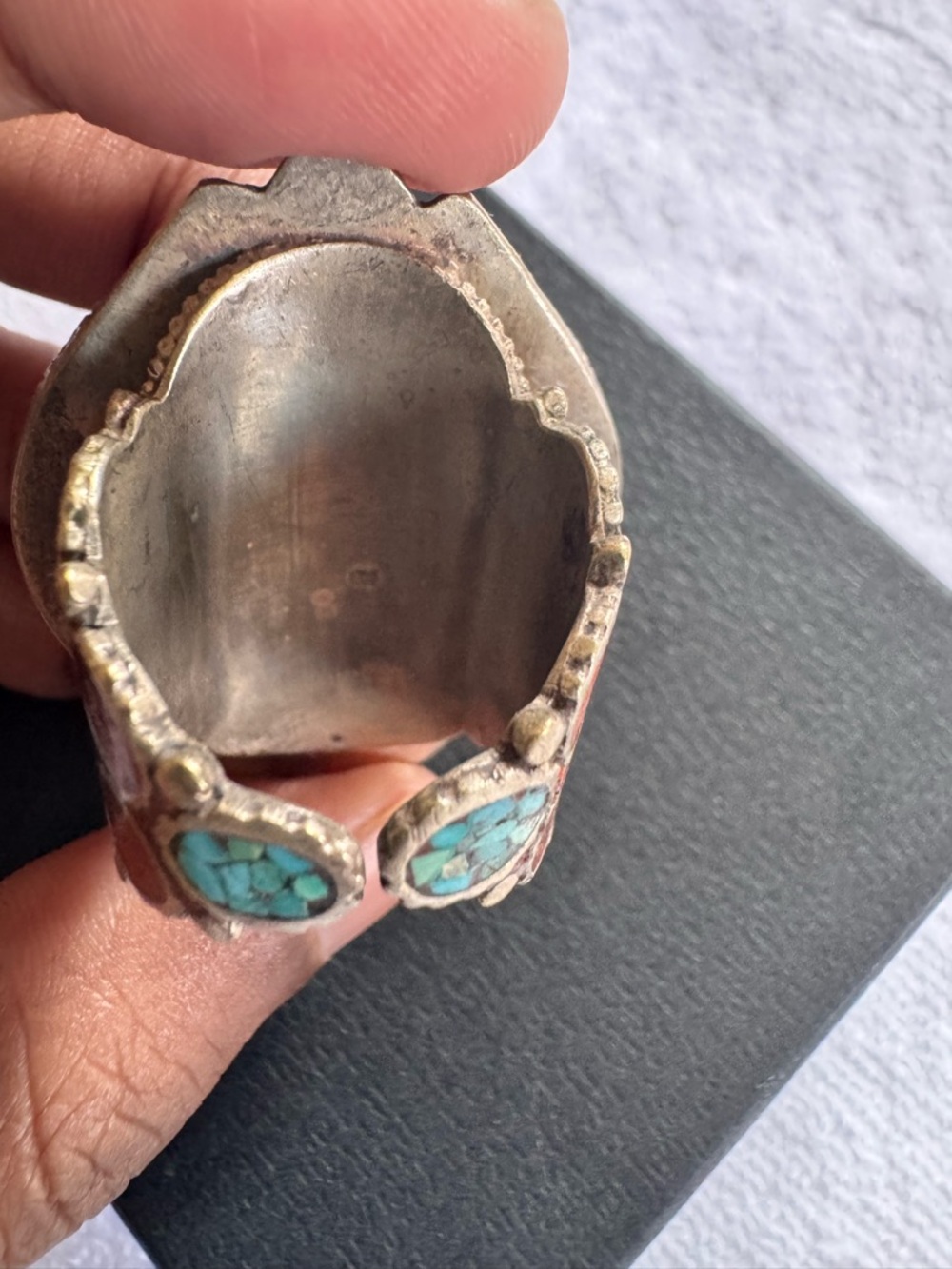 Handcrafted Orange & Turquoise Statement Ring- Unbranded - Picture 5 of 7